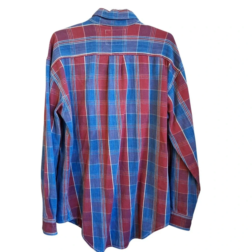 Vintage 1995 Levi's LS Plaid‎ Heavy Cotton Button Down Shirt Jacket Medium EUC